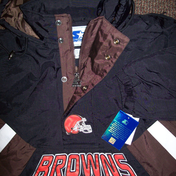CLEVELAND BROWNS STARTER Half Zip Pull Over Jacket SMALL - Picture 8 of 8